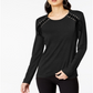 INC International Concepts Women's Ribbon Laced Sweatshirt Black Size Petite S/M