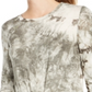 Belle Du Jour Junior's Tie Dye Tie Front Top Green Size X-Large
