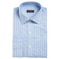 Club Room Men's Windowpane Button up Dress Shirt Blue-Navy  Size 17.5-36/37
