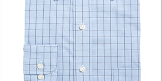 Club Room Men's Windowpane Button up Dress Shirt Blue-Navy  Size 17.5-36/37