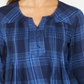 Style & Co Women's Plaid Pleated Top Blue Size Petite Large