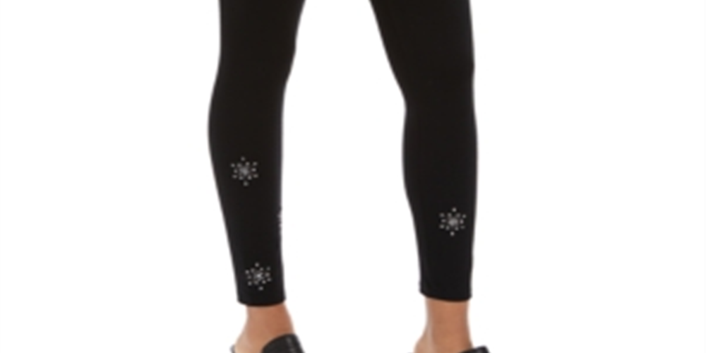 Style & Co Women's Snowflake Embellished Leggings Black Size -Petite M