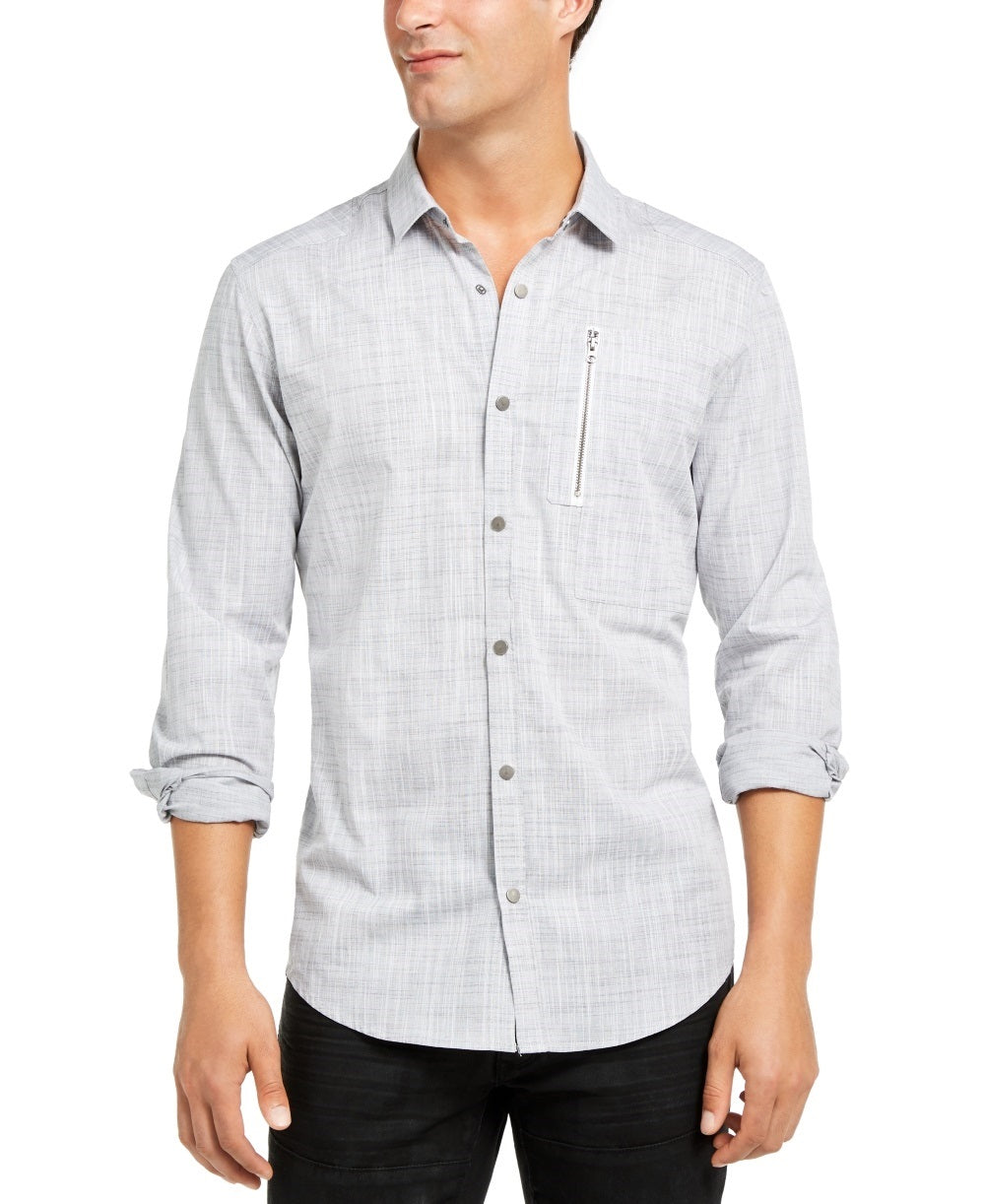 INC International Concepts Men's Murdock Cross Hatch Shirt White Size Large