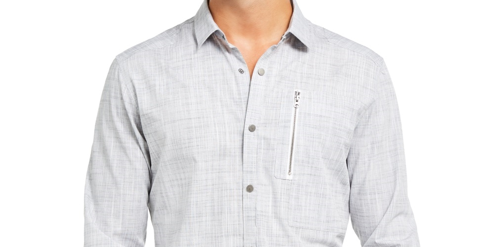 INC International Concepts Men's Murdock Cross Hatch Shirt White Size Large