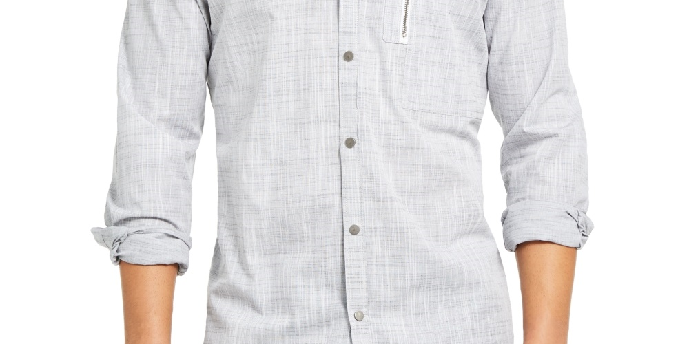 INC International Concepts Men's Murdock Cross Hatch Shirt White Size Large