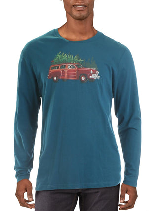 Club Room Men's Woodie Wagon Holiday Party T-Shirt Blue Size X-Large