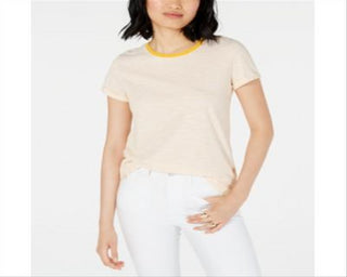 Maison Jules Women's Crewneck Ringer T-Shirt Yellow Size X-Small