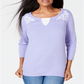 Karen Scott Women's Embroidered Cotton Layered Look Top Purple Size Large