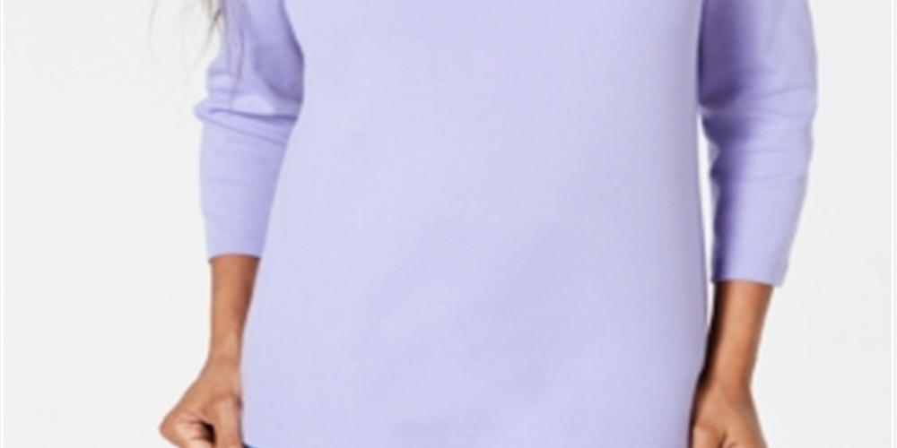 Karen Scott Women's Embroidered Cotton Layered Look Top Purple Size Large