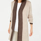 Karen Scott Women's Contrast-Trim Open-Front Cardigan Brown Size Medium