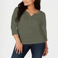 Karen Scott Women's Cotton Henley Top Green Size XX-Large