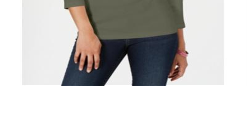 Karen Scott Women's Cotton Henley Top Green Size XX-Large