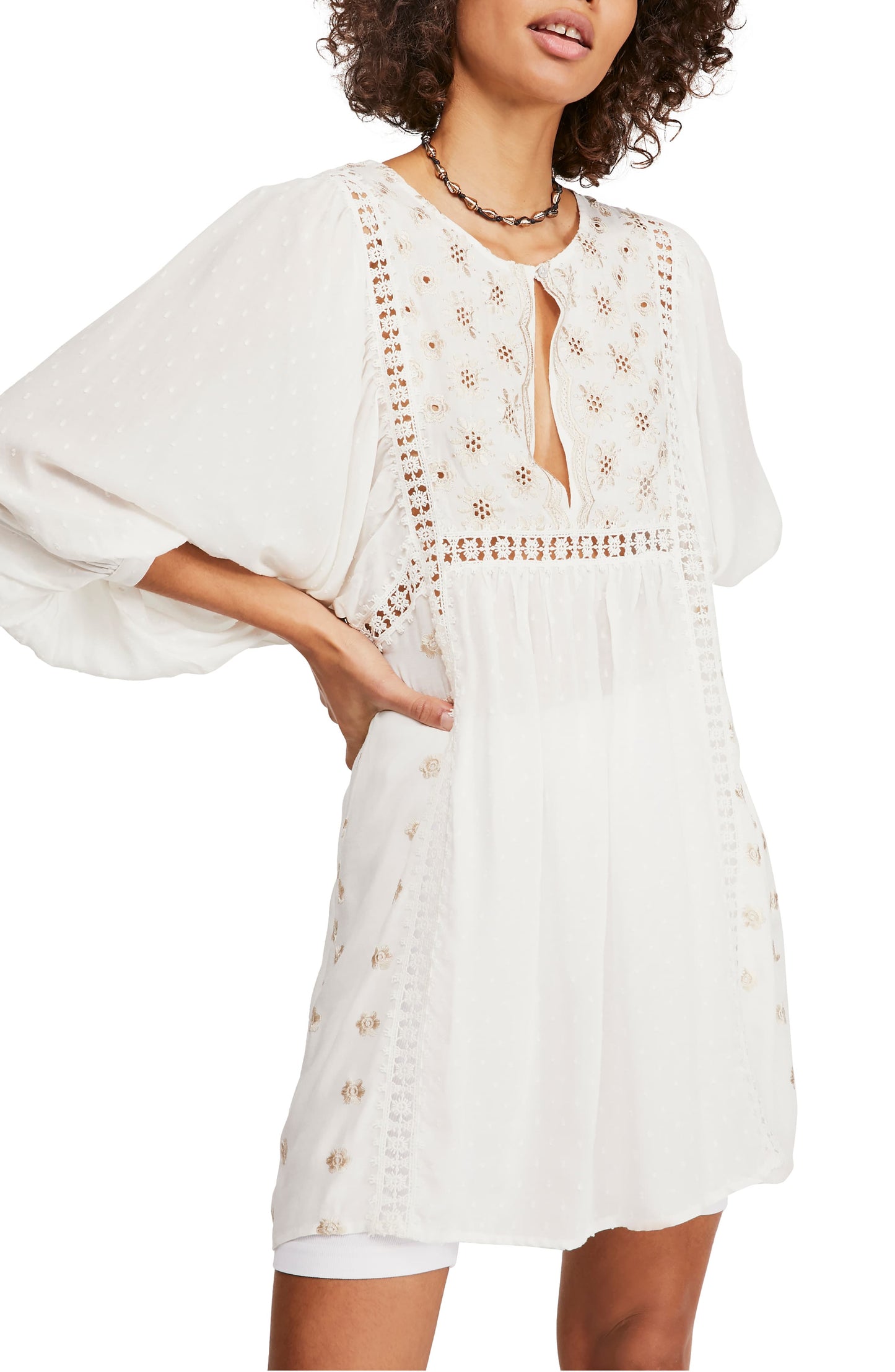 Free People Women's Charlotte Tunic Top White Size Small