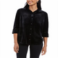 Charter Club Women's Button Front Velvet Top Black Size Petite Medium