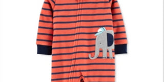 Carter's Baby Boy's Elephant Fleece Footed Pajamas Orange Size 12MOS