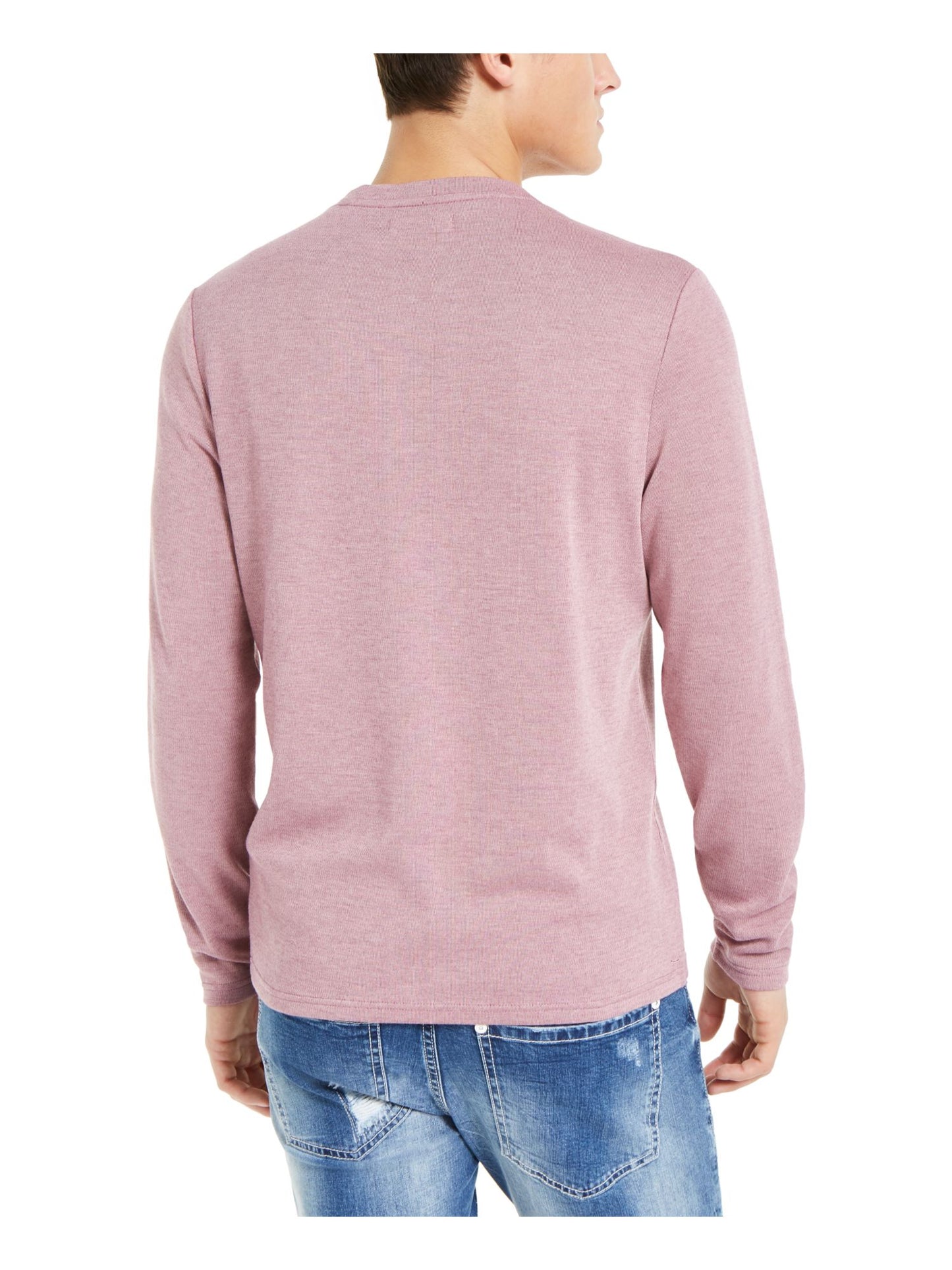 INC International Concepts Men's Heather Long Sleeve Scoop Neck Sweater Purple Size X-Large