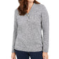 Karen Scott Women's Embellished Ribbed Long Sleeve V Neck Sweater Black-White Size Petite Small