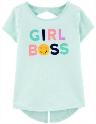 Carter's Little & Big Girl's Girl Boss Print T-Shirt Green Size 8