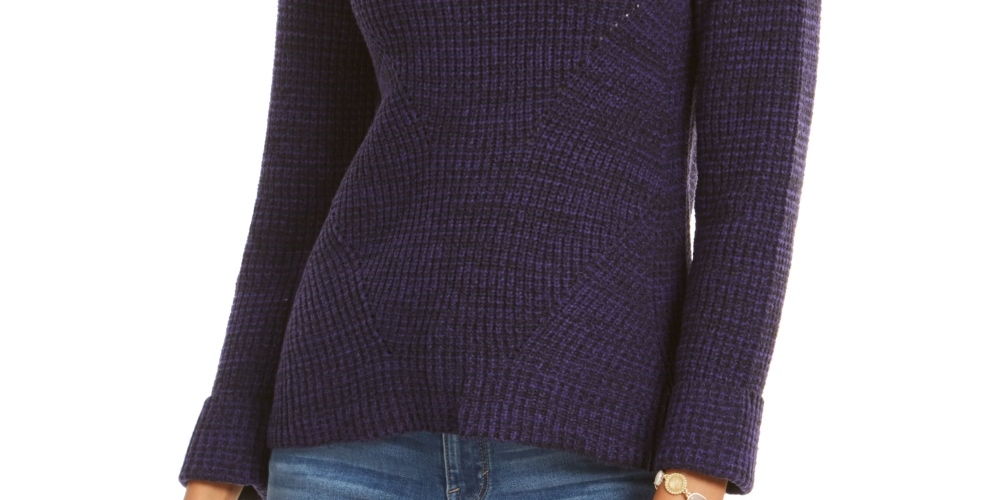 Style & Co Women's Crewneck Marled Sweater Purple Size Medium