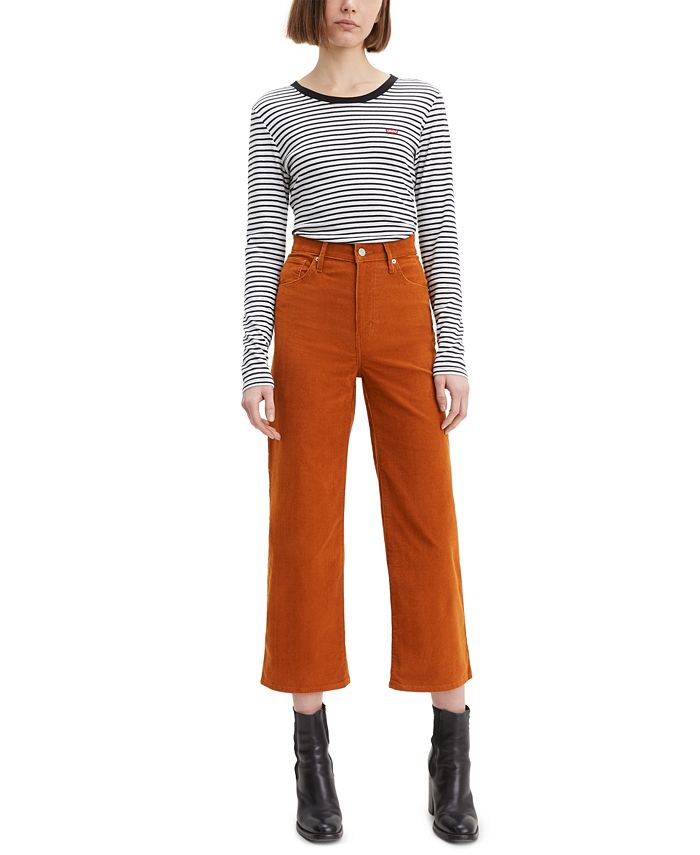 Levi's Womens Mile High Wide Leg Crop Caramel Cafe Luxe Cord Size 29
