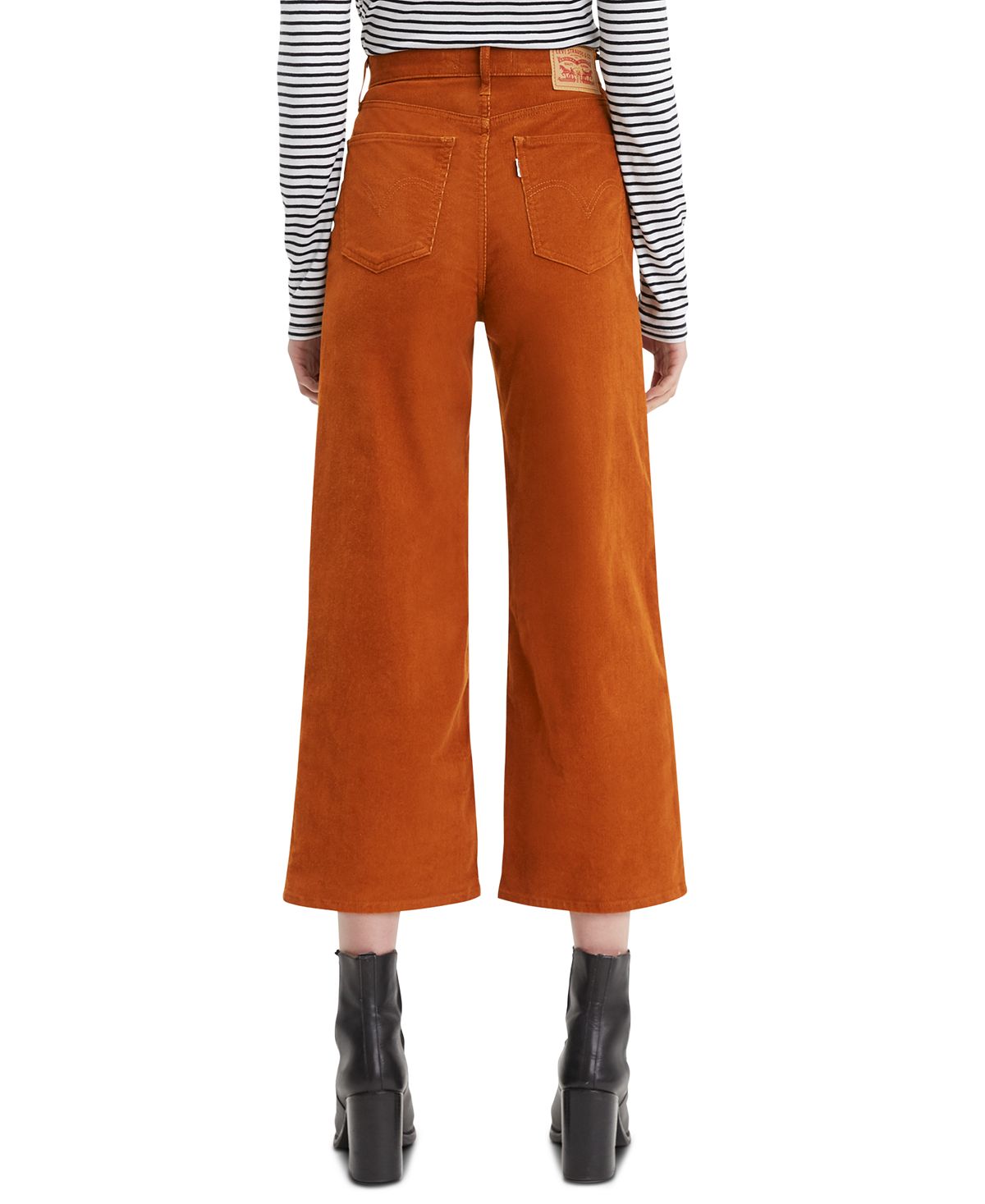 Levi's Womens Mile High Wide Leg Crop Caramel Cafe Luxe Cord Size 29