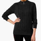 Karen Scott Women's Textured  Knitted Long Sleeve Turtle Neck Sweater Black Size Petite Small