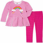 Kids Headquarters Toddler Girl's 2 Pc Rainbow Tunic & Polka Dot Leggings Set Pink Size 2T
