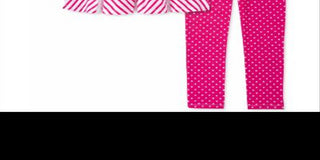Kids Headquarters Toddler Girl's 2 Pc Rainbow Tunic & Polka Dot Leggings Set Pink Size 2T