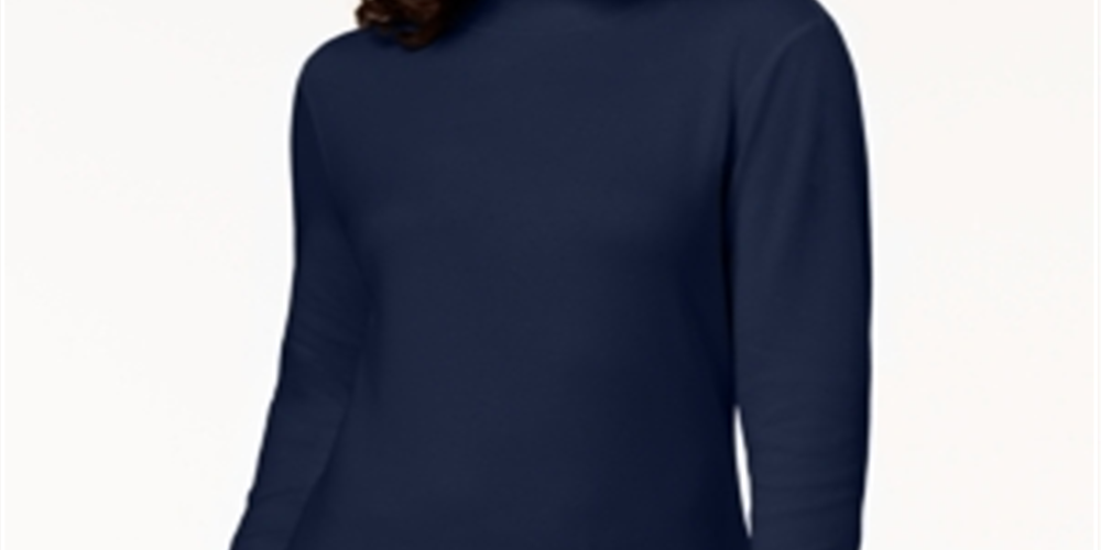 Karen Scott Women's Cotton Mock Neck Top Blue Size Small