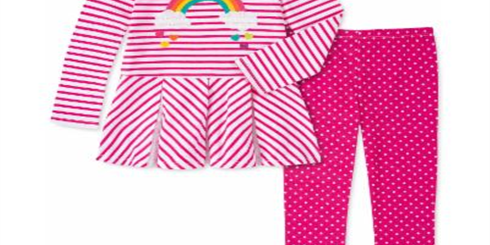 Kids Headquarters Little Girl's 2 Pc Rainbow Tunic & Polka Dot Leggings Set Pink Size 6X