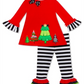 Rare Editions Little Girl's 2 Pc Holiday Trees Top & Striped Leggings Set Red Size 5