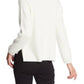 1.STATE Women's Waffle Knit Button Detail Turtleneck Sweater White Size Medium