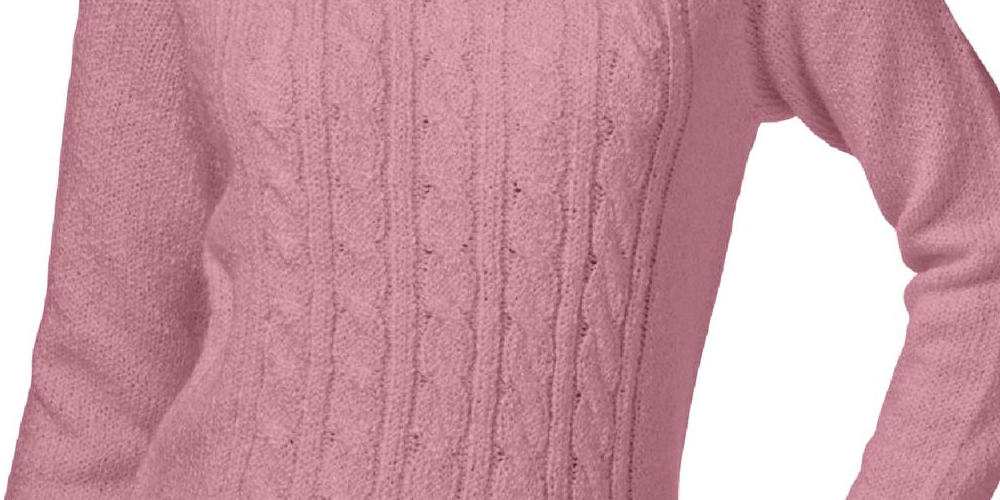 Karen Scott Women's Sweater Cable Knit Stand Collar Pink Rose  Size Petite L
