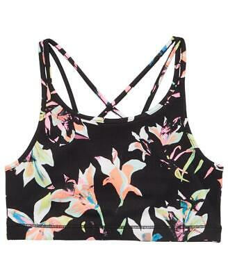 Ideology Big Girl's Printed Strappy Sports Bra Black Size X-Large