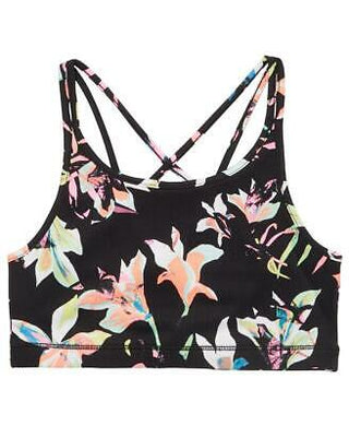 Ideology Big Girl's Printed Strappy Sports Bra Black Size X-Large