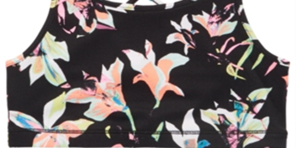 Ideology Big Girl's Printed Strappy Sports Bra Black Size X-Large