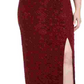 Alex Evenings Women's Red Sequined Sleeveless Boat Neck Maxi Formal Dress Red Size 20W