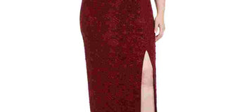 Alex Evenings Women's Red Sequined Sleeveless Boat Neck Maxi Formal Dress Red Size 20W