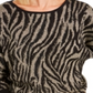 JM Collection Women's Zebra Print Jacquard Sweater Black- Gold Size Petite S/M