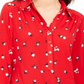 Charter Club Women's 3/4 Sleeve Printed Polo Top Red Size X-Small