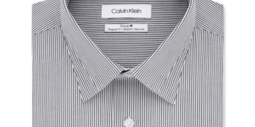 Calvin Klein Men's Steel Classic Fit Non Iron Performance Stretch Stripe Dress Shirt Blue Size 15.5X32-33