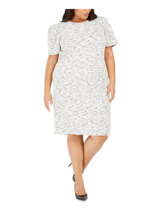Calvin Klein Women's Short Sleeve Knee Length Dress White Size 22W