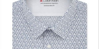 Calvin Klein Men's Printed Slim Fit Button Down Shirt Navy Size M