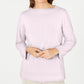 Karen Scott Women's Ribbed Printed Long Sleeve Crew Neck Blouse Top Pink Size Petite Small