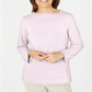 Karen Scott Women's Ribbed Printed Long Sleeve Crew Neck Blouse Top Pink Size Petite Small