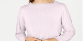 Karen Scott Women's Ribbed Printed Long Sleeve Crew Neck Blouse Top Pink Size Petite Small