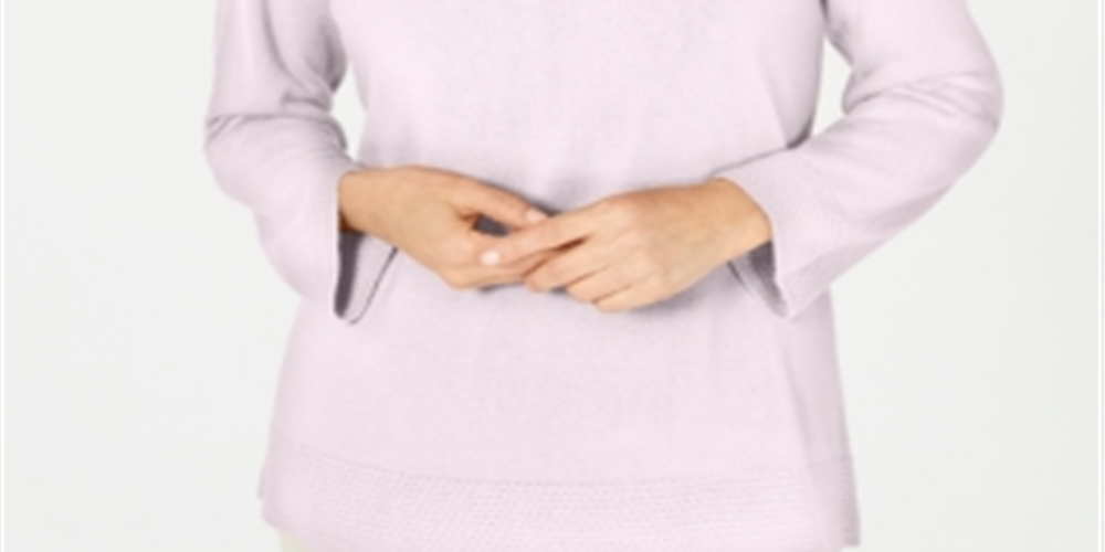 Karen Scott Women's Ribbed Printed Long Sleeve Crew Neck Blouse Top Pink Size Petite Small