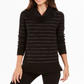Style & Co Women's Metallic Striped Turtleneck Sweater Black Size Petite XL