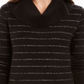 Style & Co Women's Metallic Striped Turtleneck Sweater Black Size Petite XL