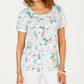 Karen Scott Women's Printed Scoop-Neck T-Shirt  Blue Size Medium